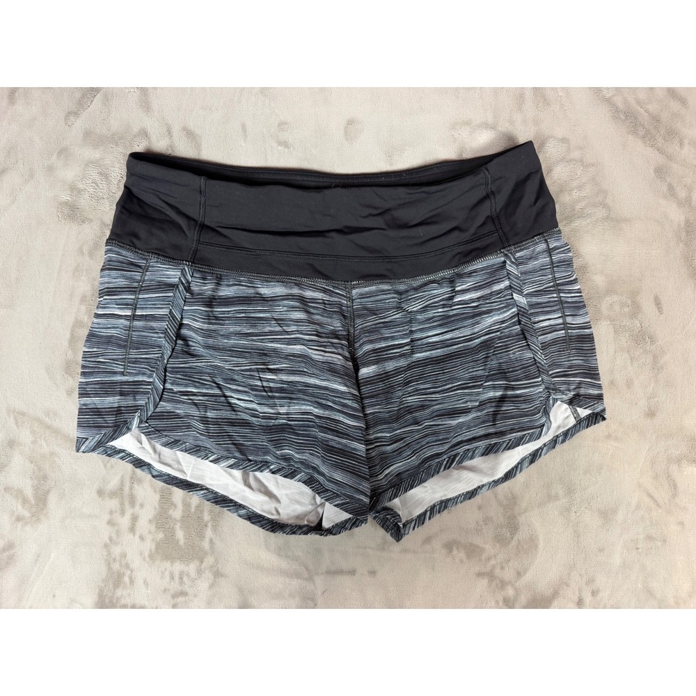Lululemon Speed Up Shorts Black White Space Dye Static Print Size 4 Running